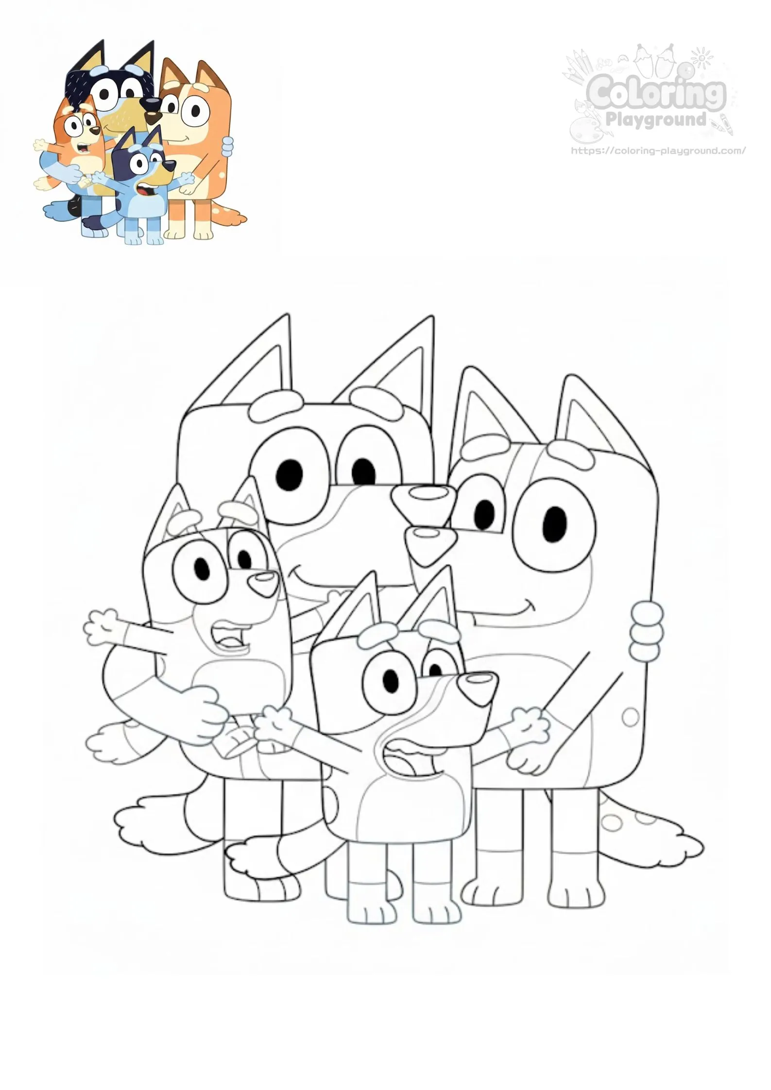 블루이 가족 - 블루이 어린이 색칠공부 도안