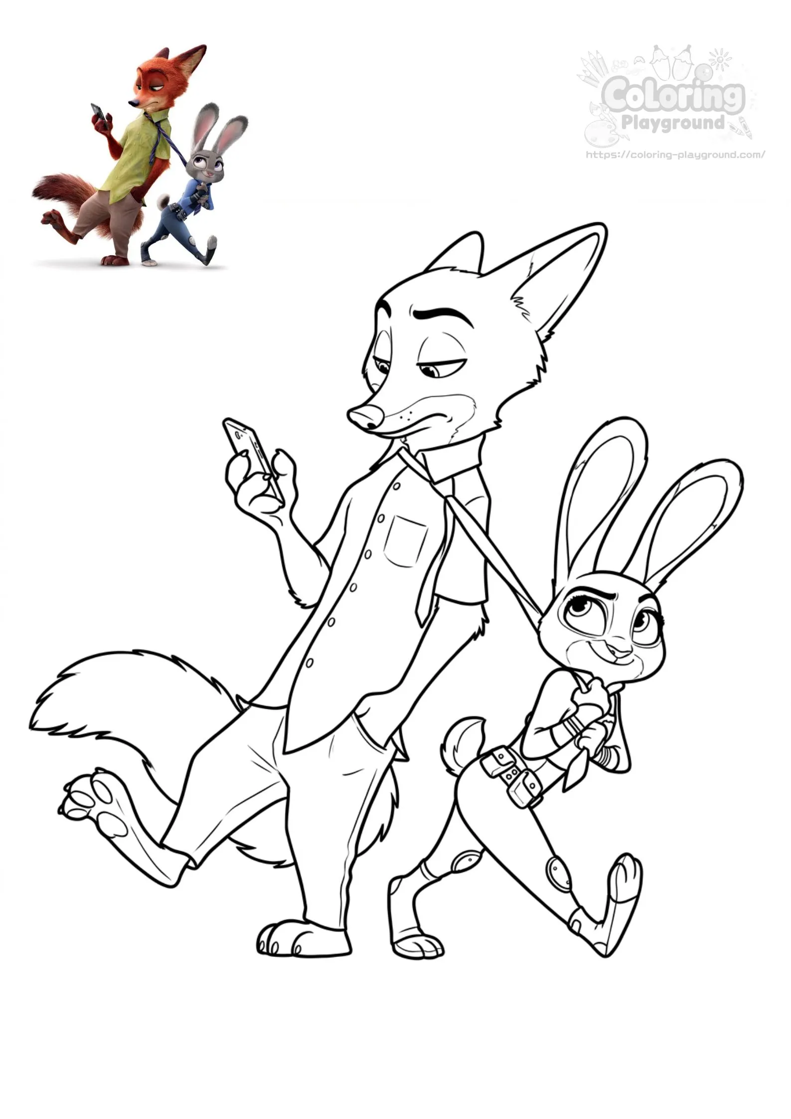 닉과 주디 - 디즈니 어린이 색칠공부 도안