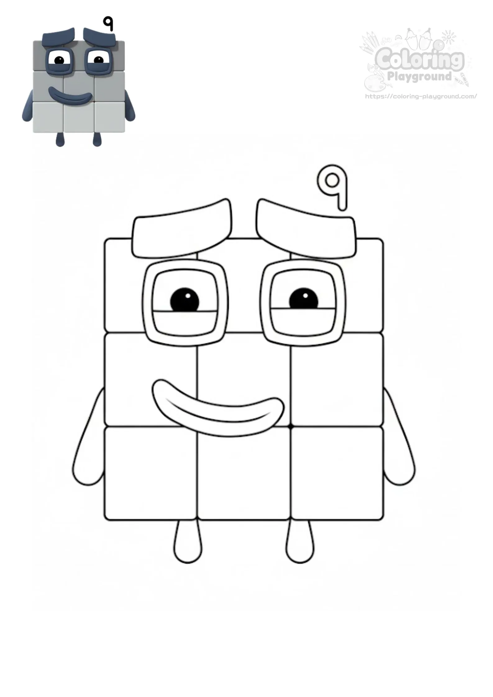 넘버블록스 9 구 - 블록 유니버스 어린이 색칠공부 도안