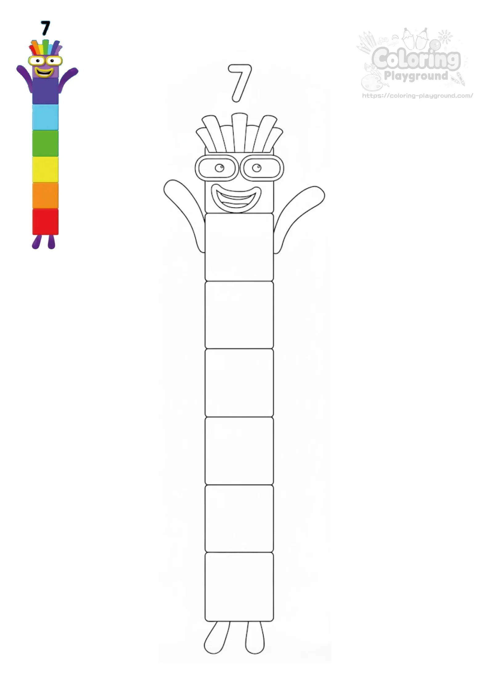넘버블록스 7 칠 - 블록 유니버스 어린이 색칠공부 도안