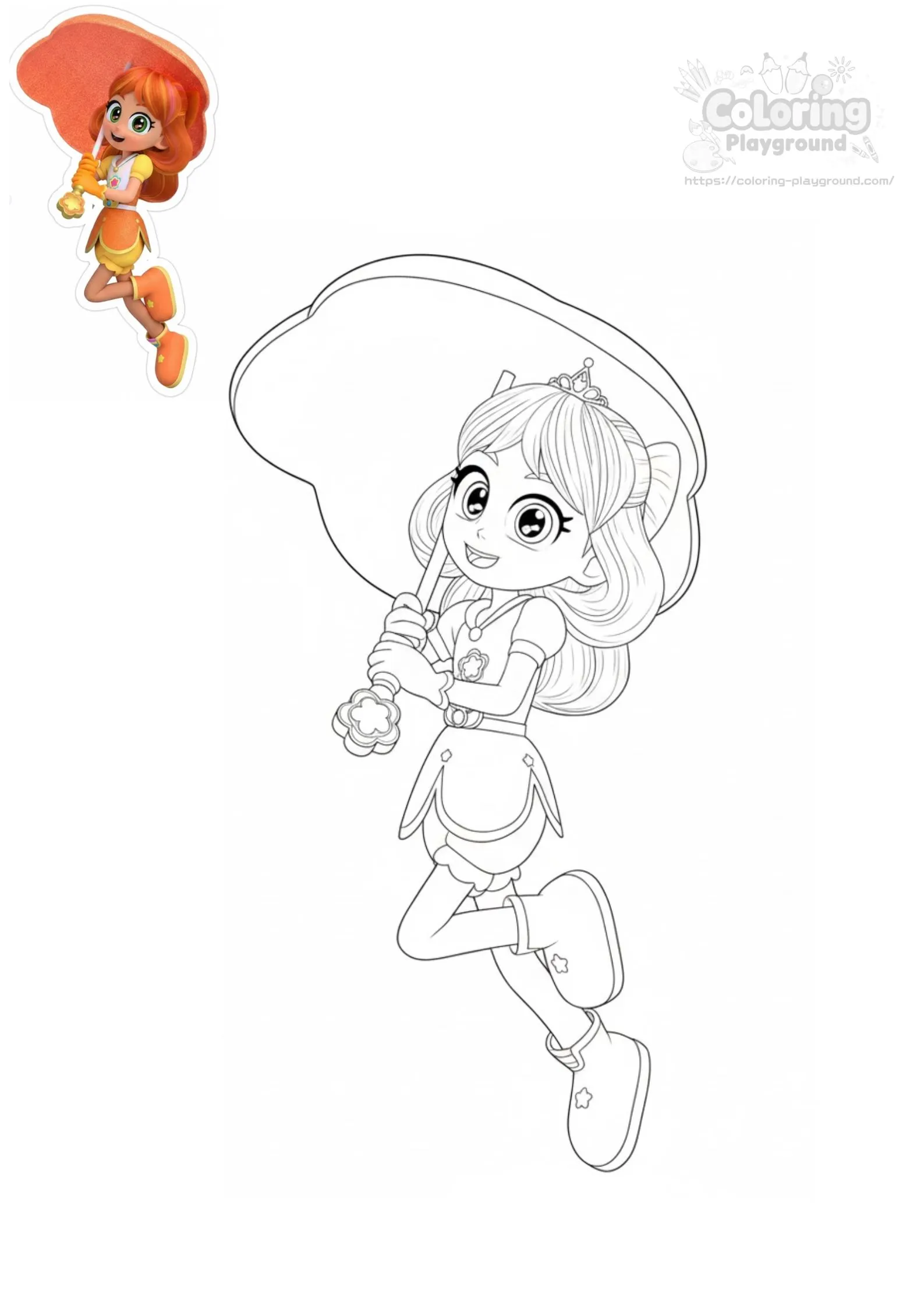 오렌지 앰버 - 레인보우 버블젬 어린이 색칠공부 도안