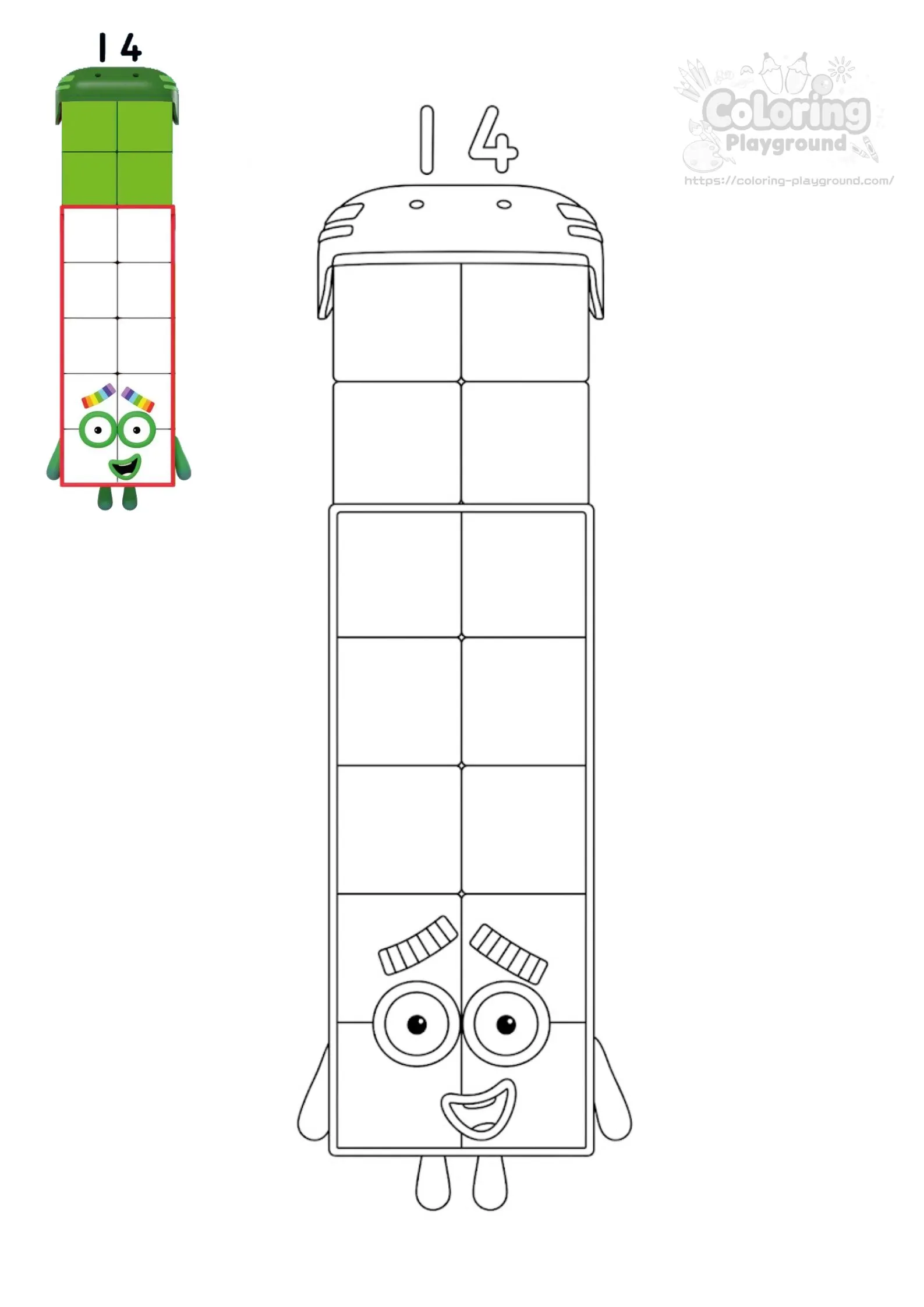 넘버블록스 14 십사 - 블록 유니버스 어린이 색칠공부 도안