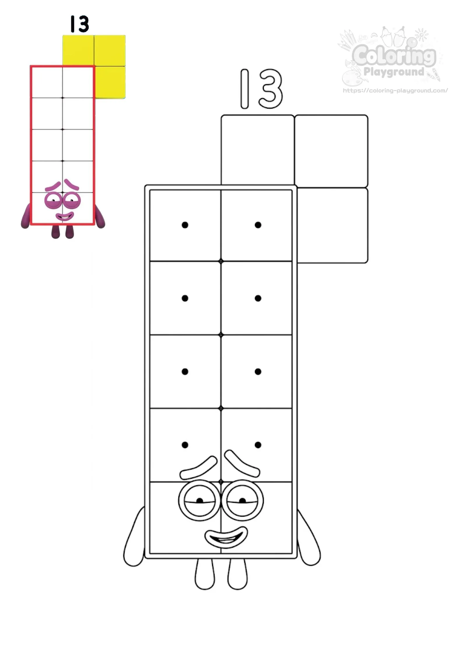 넘버블록스 13 십삼 - 블록 유니버스 어린이 색칠공부 도안