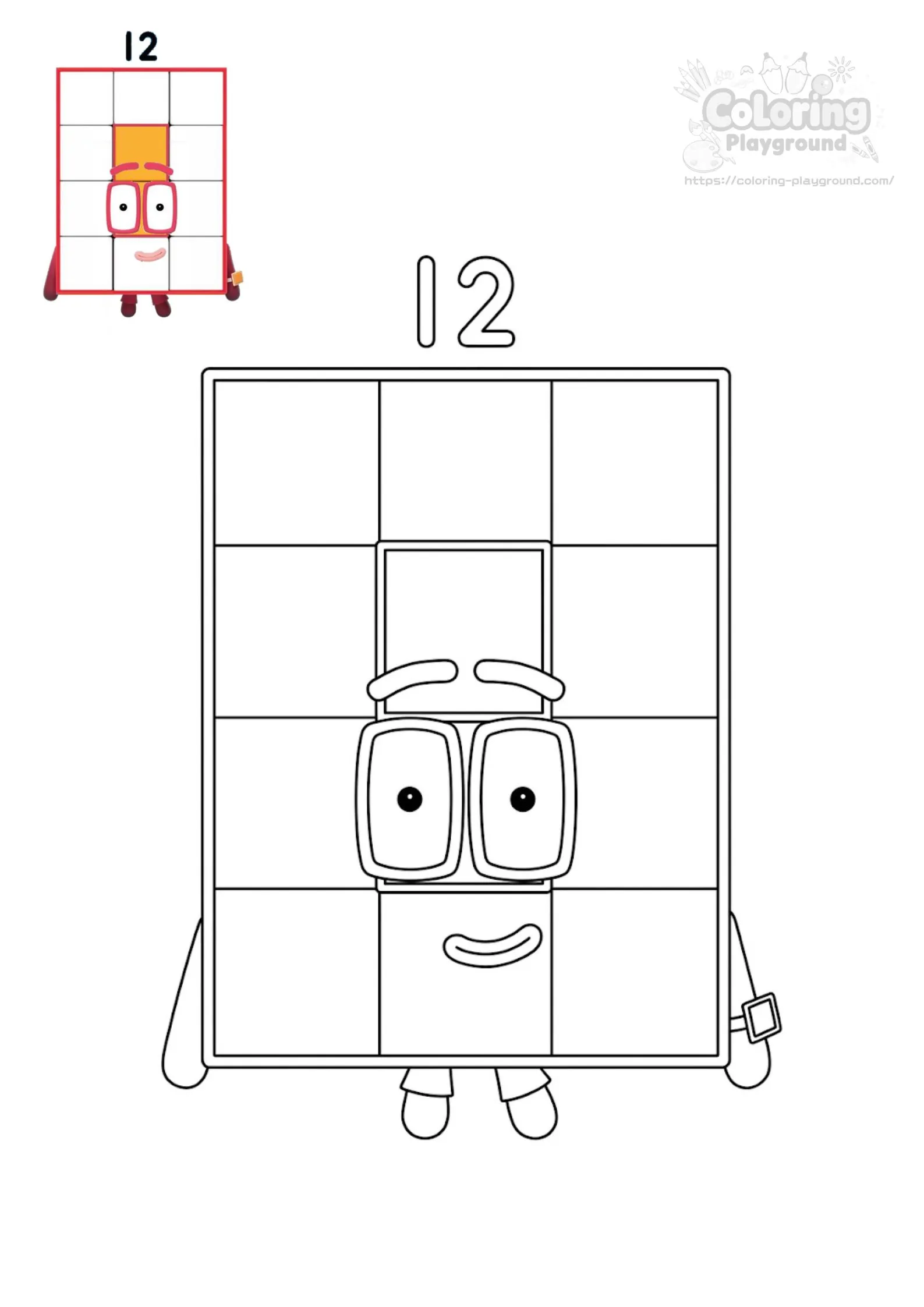 넘버블록스 12 십이 - 블록 유니버스 어린이 색칠공부 도안