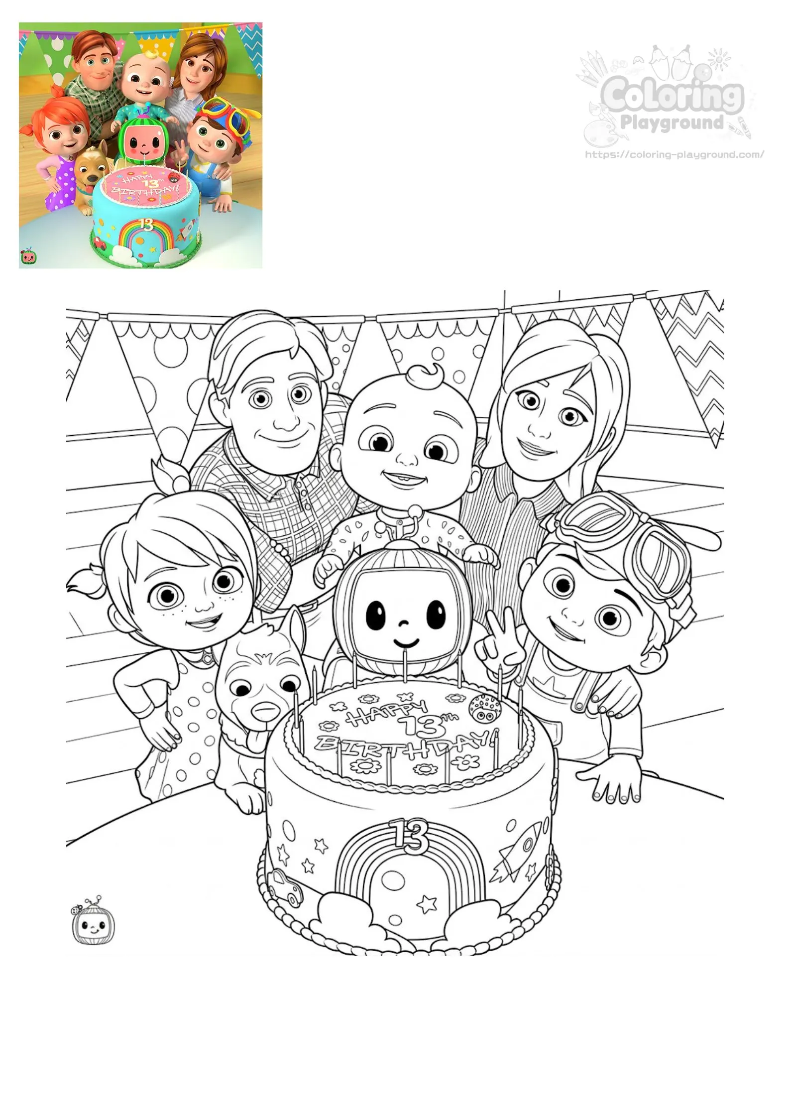 코코멜론 가족들 색칠 도안 - 코코멜론 어린이 색칠공부 도안