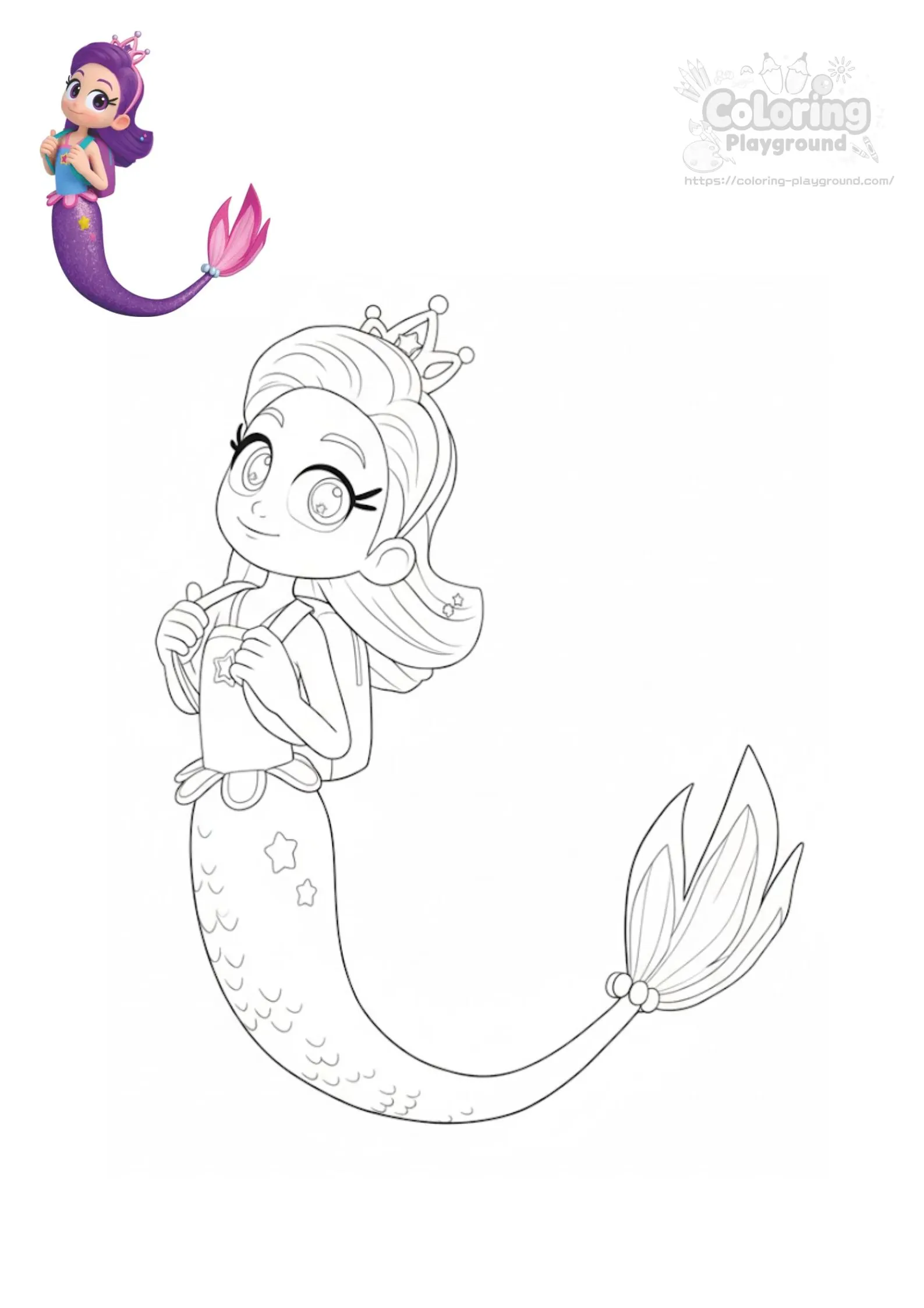 퍼플 스타 - 레인보우 버블젬 어린이 색칠공부 도안