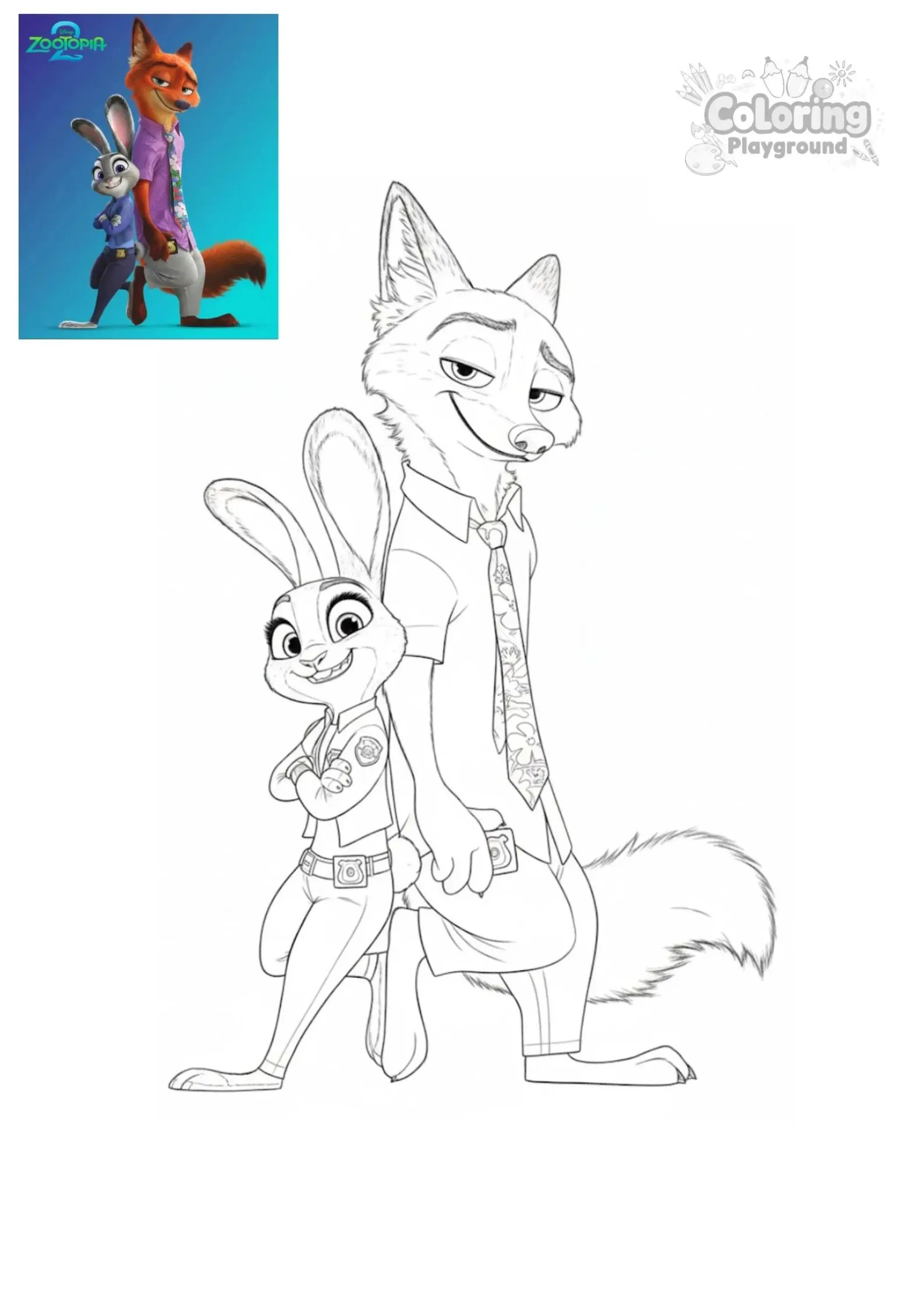 주디와 닉 - 디즈니 어린이 색칠공부 도안